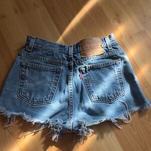 Levi's Light Blue Frayed Jean Shorts